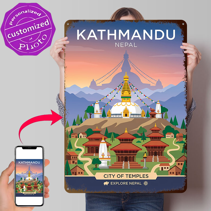 Home Decor Kathmandu - Póster Metálico 3D Texturizado Personalizado de