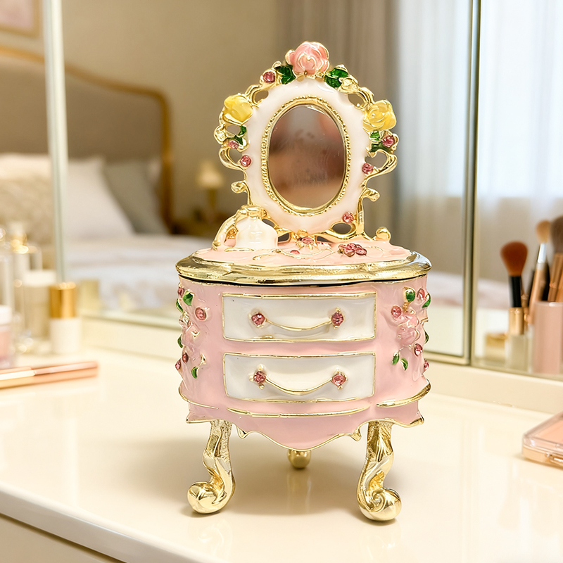 Vanity Home Decor - Pequeña caja de joyería pintada a