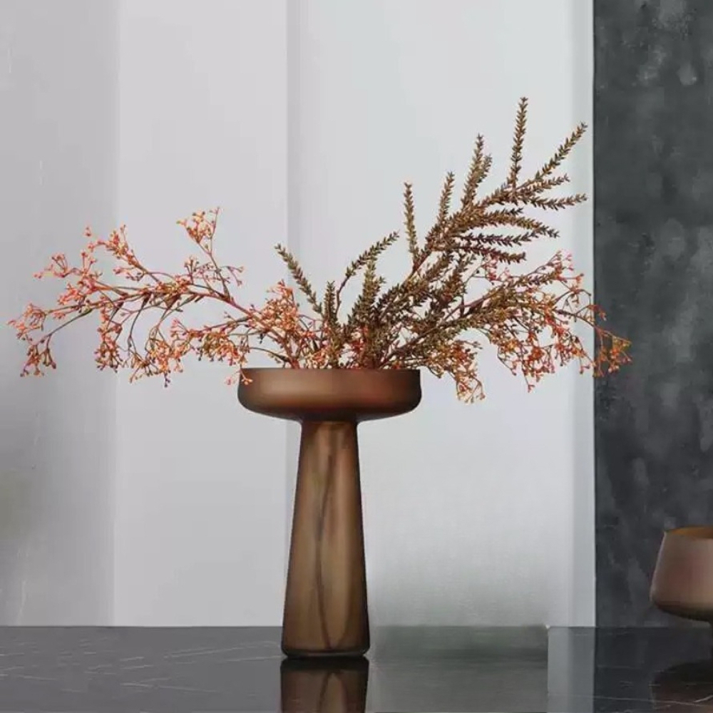 Glass Vase Nordic - Jarrón de Vidrio Esmerilado Marrón Estilo