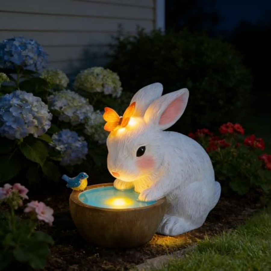 Home Decor Garden - Estatuas Decorativas de Conejito Solar para