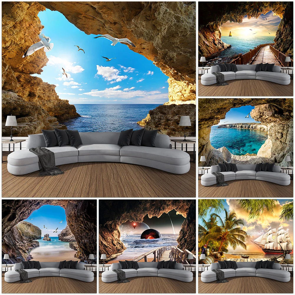 Home Decor Yoga - Tapiz de paisaje de cueva de