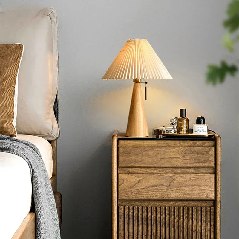 Home Decor Retro - Lámpara de mesa plisada retro, luces