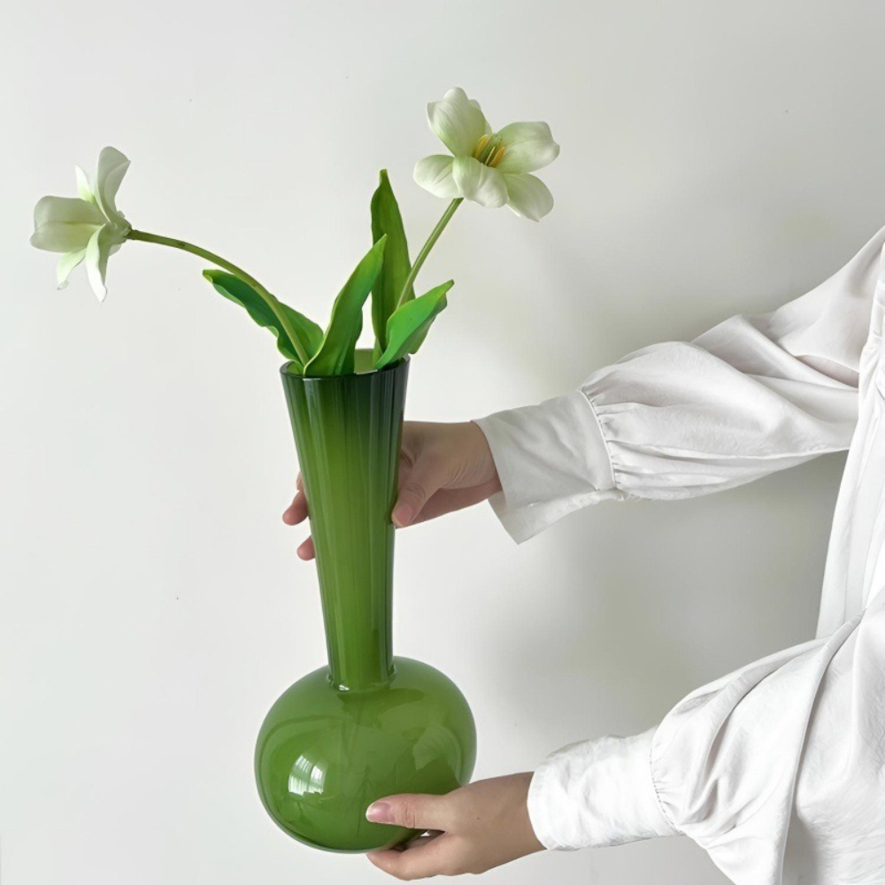 Jarrón de Vidrio Verde Estilo  - Glass Vase Nordic reseña y precio