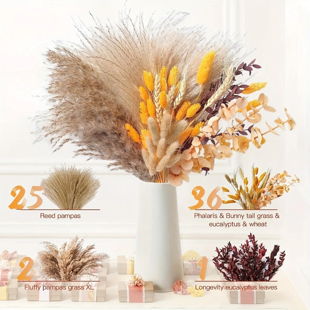 80 piezas de ramo de flores se - Dried Flower Bouquet reseña y precio
