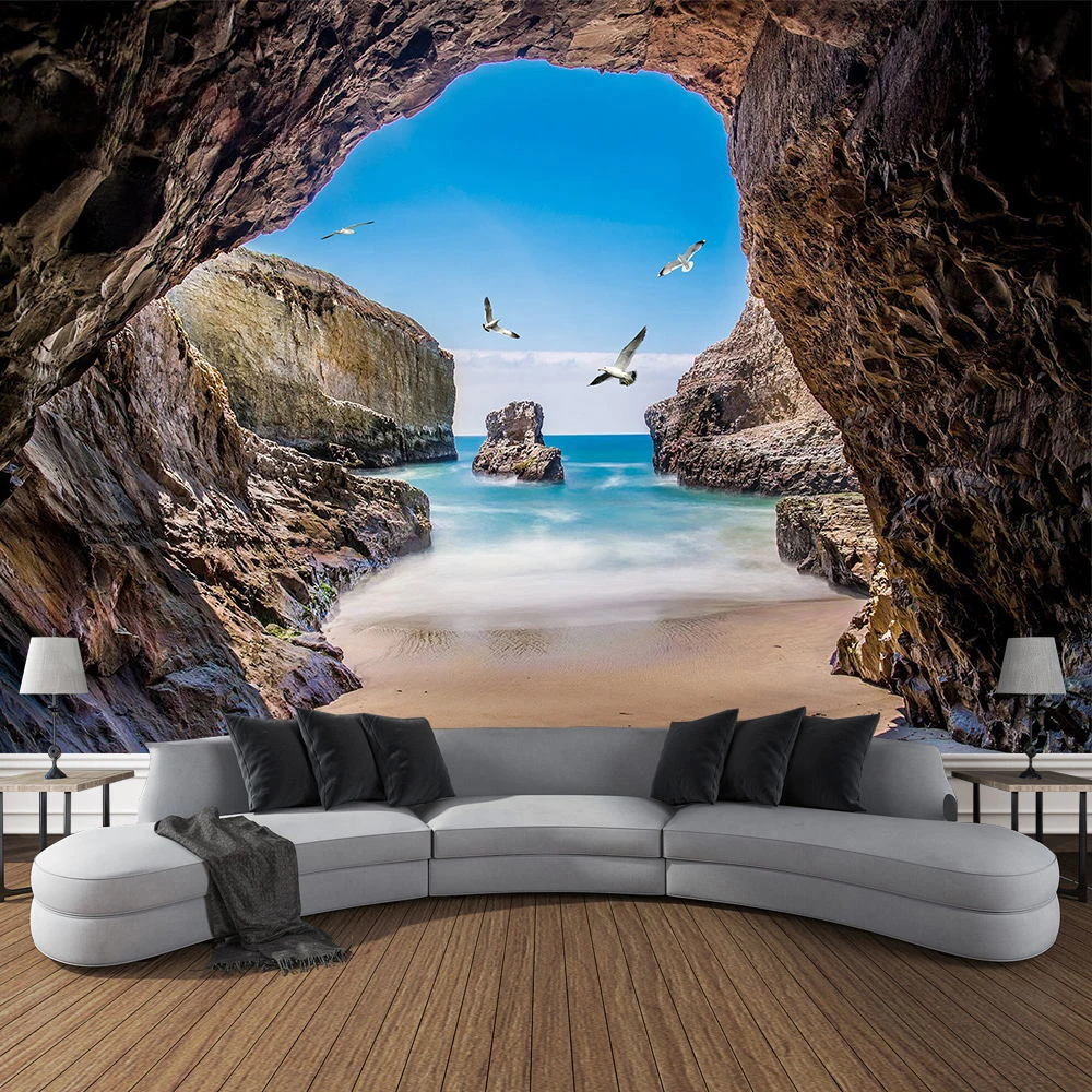 Tapiz de paisaje de cueva de m - Home Decor Yoga reseña y precio