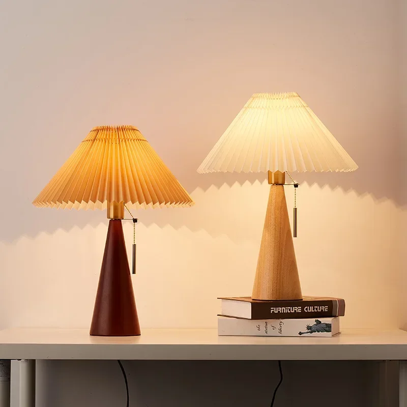 Lámpara de mesa plisada retro, - Home Decor Retro reseña y precio